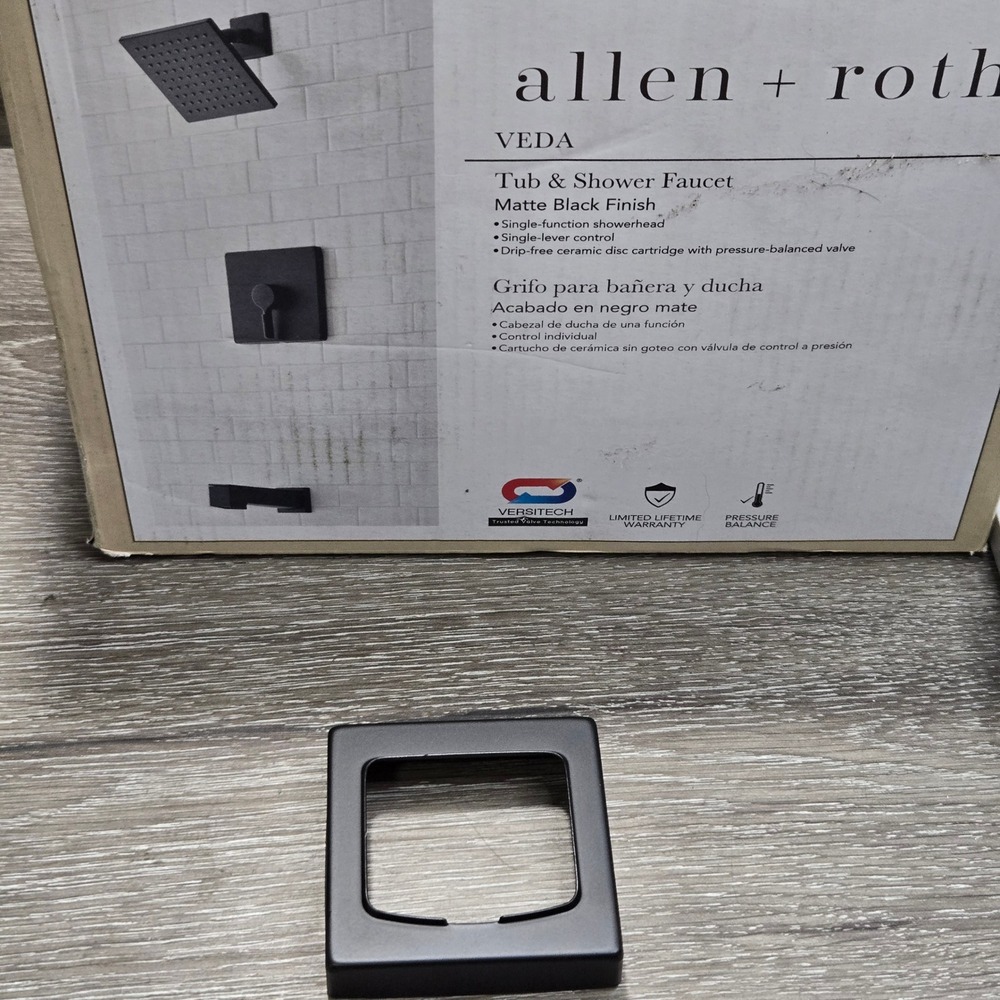Allen + Roth Veda Matte Black Faucet Valve Escutcheon Trim Plate Part #3782635